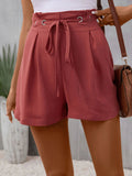 Tied Solid Color Shorts - CELIVINE