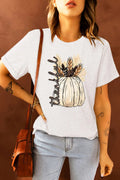 Graphic Round Neck Short Sleeve T-Shirt - CELIVINE