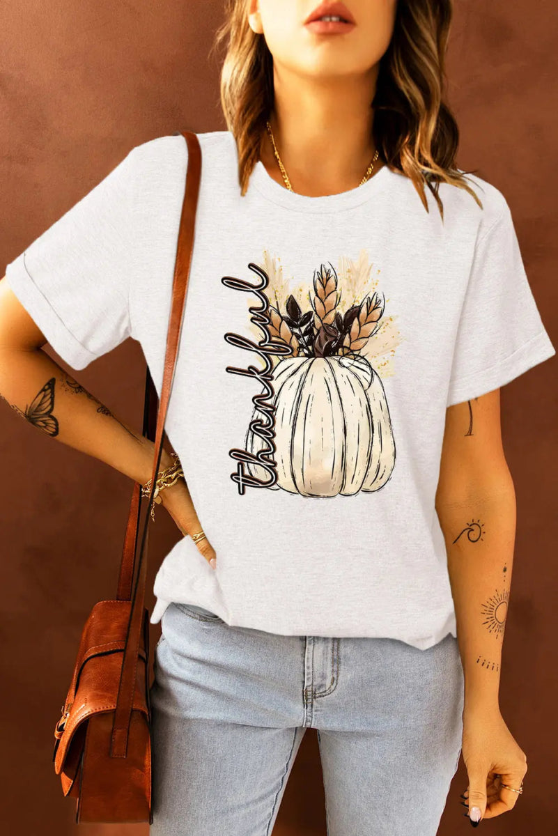 Graphic Round Neck Short Sleeve T-Shirt - CELIVINE