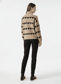 Heart Turtleneck Dropped Shoulder Sweater - CELIVINE