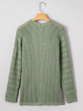 Scalloped Edge Eyelet Knit Batwing Sleeve Cardigan - CELIVINE