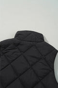 Snap Down Texture Vest Coat with Pockets - CELIVINE