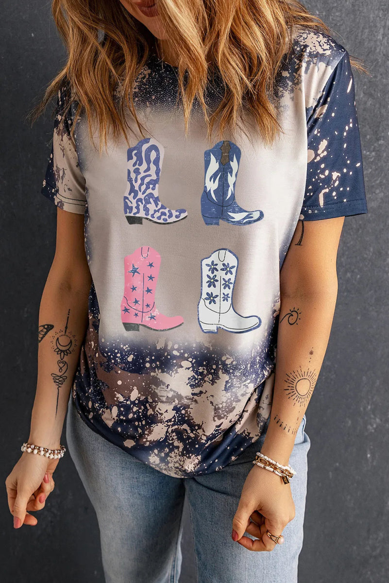 Boots Graphic Round Neck Short Sleeve T-Shirt - CELIVINE