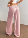 Full Size Drawstring Wide Leg Pants Plus Size - CELIVINE