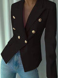 Decor Button Lapel Collar Blazer - CELIVINE