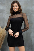 Turtleneck Long Sleeve Dress - CELIVINE