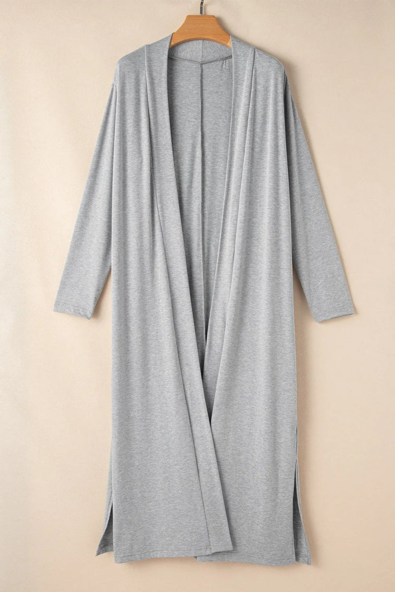 Open Front Long Sleeve Cardigan and Pants Lounge Set - CELIVINE