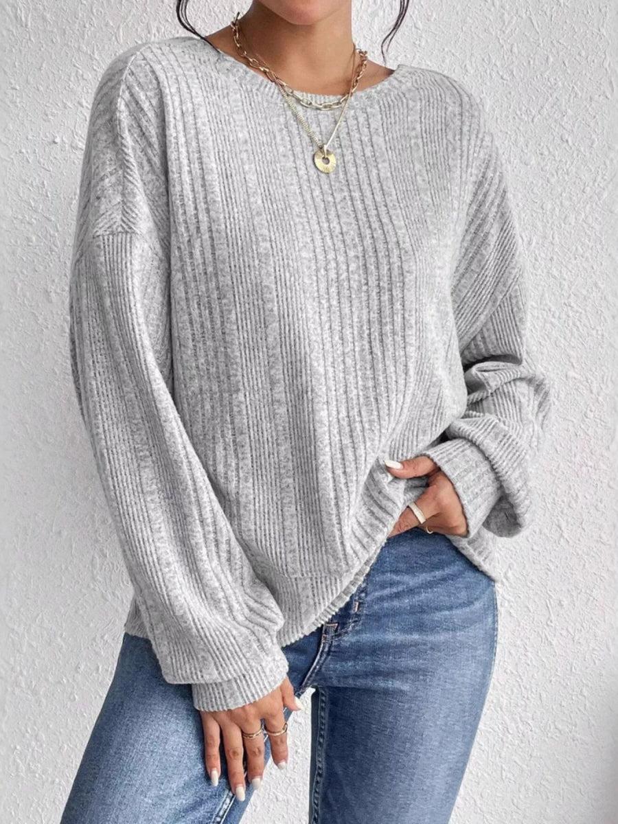 Crisscross Back Long Sleeve Knit Top - CELIVINE