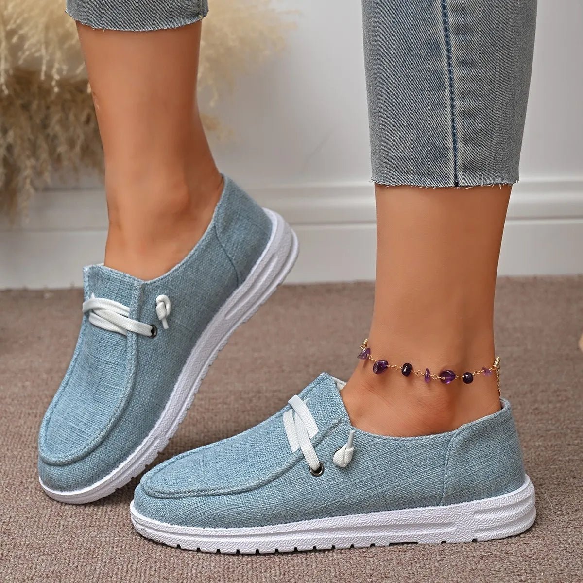 Round Toe Canvas Slip - Ons - CELIVINE