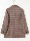 Houndstooth Lapel Collar Blazer - CELIVINE