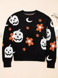 Halloween Pattern Long Sleeve Sweater - CELIVINE