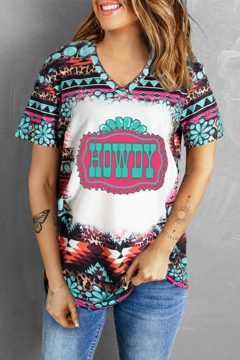 HOWDY V - Neck Short Sleeve T-Shirt - CELIVINE