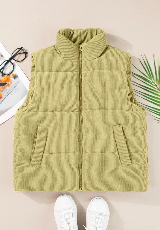 Zip Up Turtleneck Vest Coat - CELIVINE