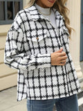 Plaid Button Up Long Sleeve Jacket - CELIVINE