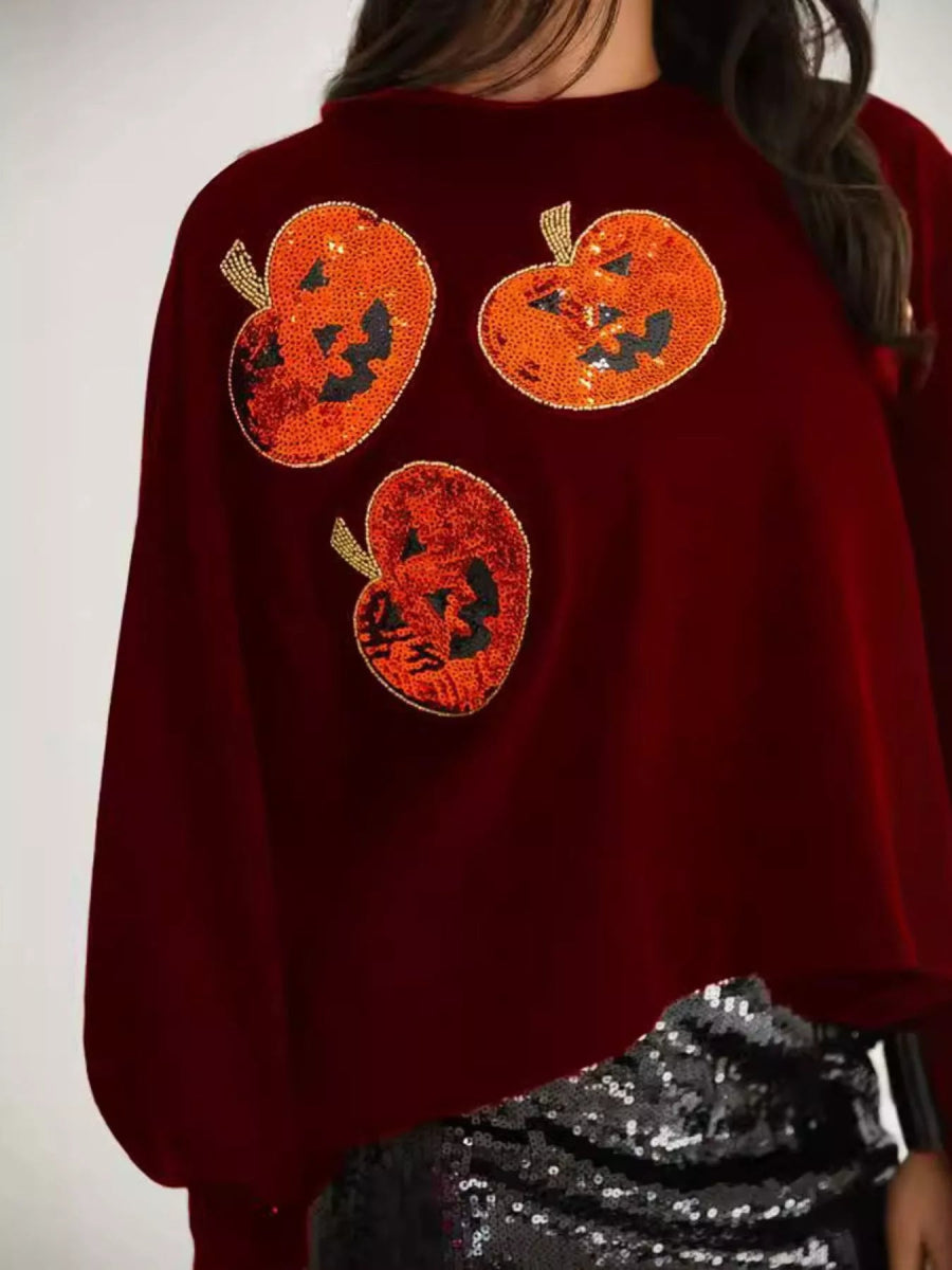 Halloween Pumpkin Round Neck Sweatshirt - CELIVINE