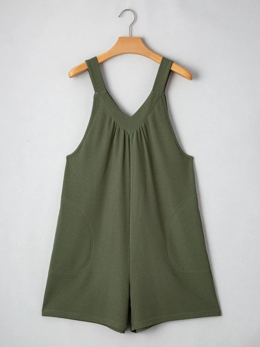 V - Neck Wide Strap Romper - CELIVINE