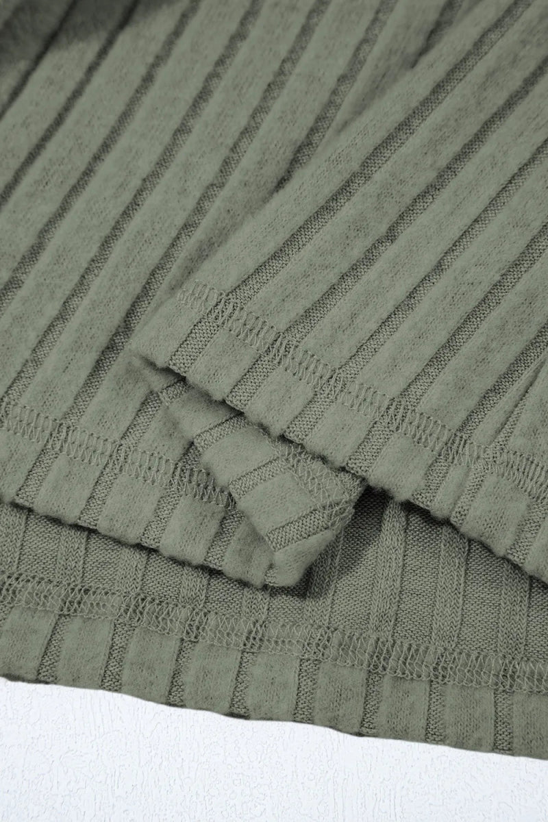 Ribbed Knit Button - Up Cardigan - CELIVINE