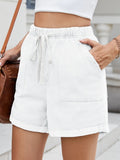 Drawstring Wash Denim Shorts - CELIVINE