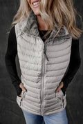 Pocketed Zip Up Vest Coat - CELIVINE