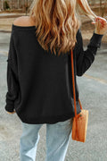 Pumpkin Round Neck Long Sleeve Knit Top - CELIVINE