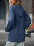 Textured Drawstring Long Sleeve Hoodie - CELIVINE