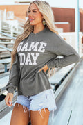GAME DAY Striped Round Neck Long Sleeve Top - CELIVINE