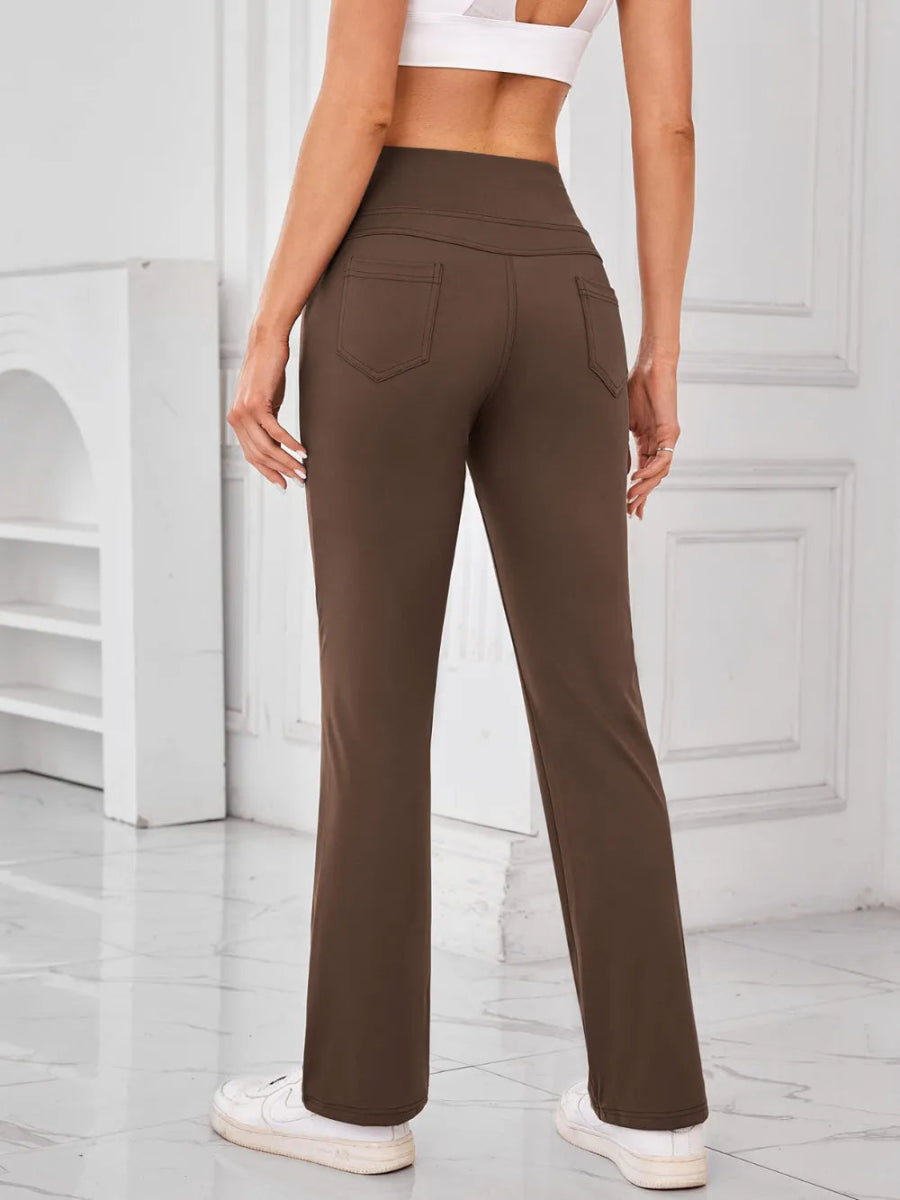High Waist Active Pants with Pockets - CELIVINE