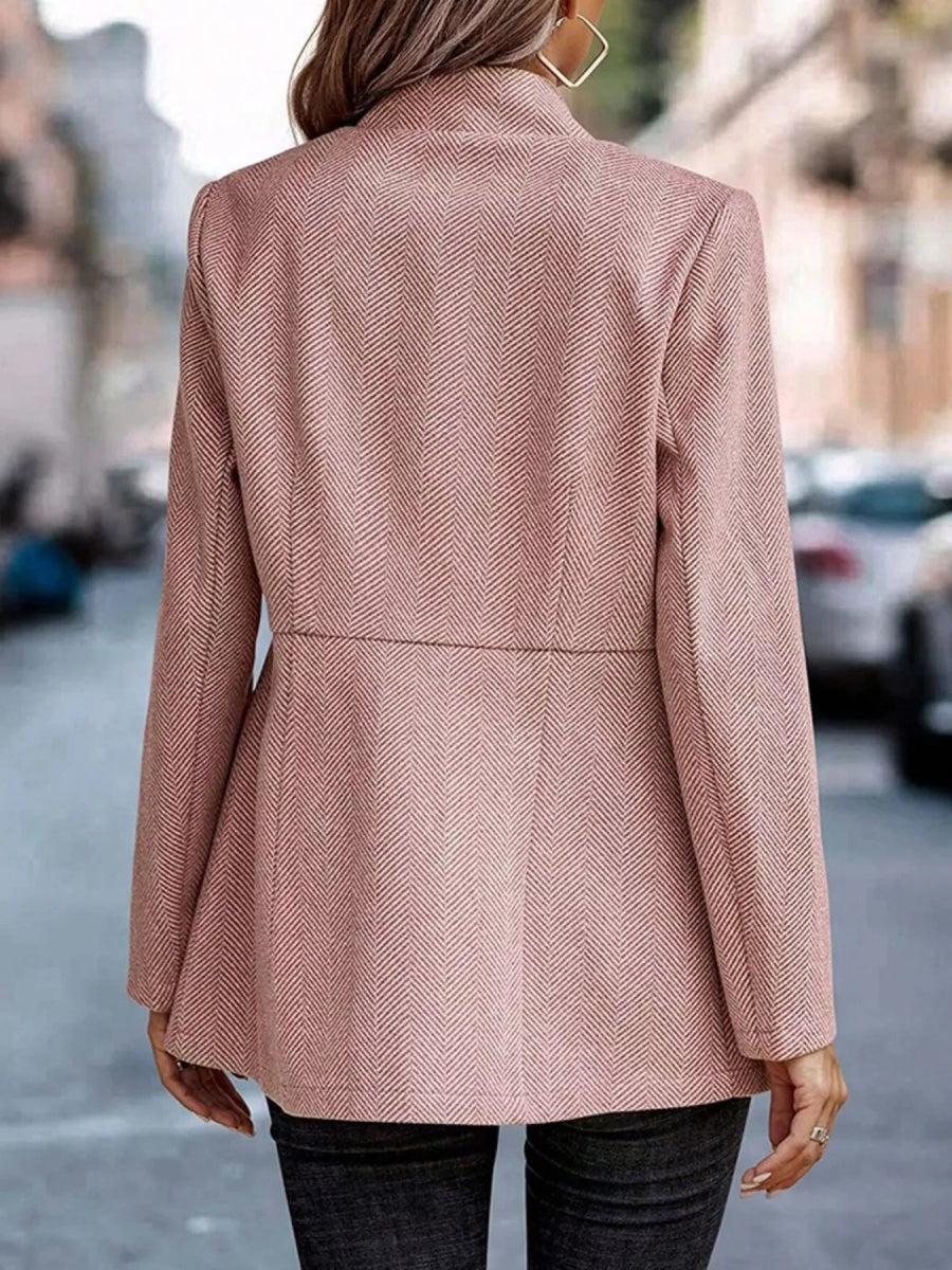 Open Front Long Sleeve Blazer - CELIVINE