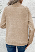 Textured Turtleneck Long Sleeve Sweatshirt - CELIVINE