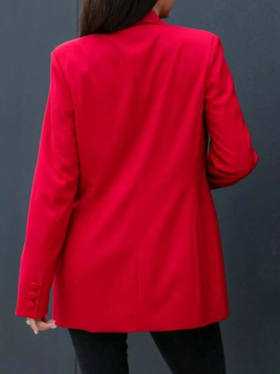 Double - Breasted Long Sleeve Blazer - CELIVINE