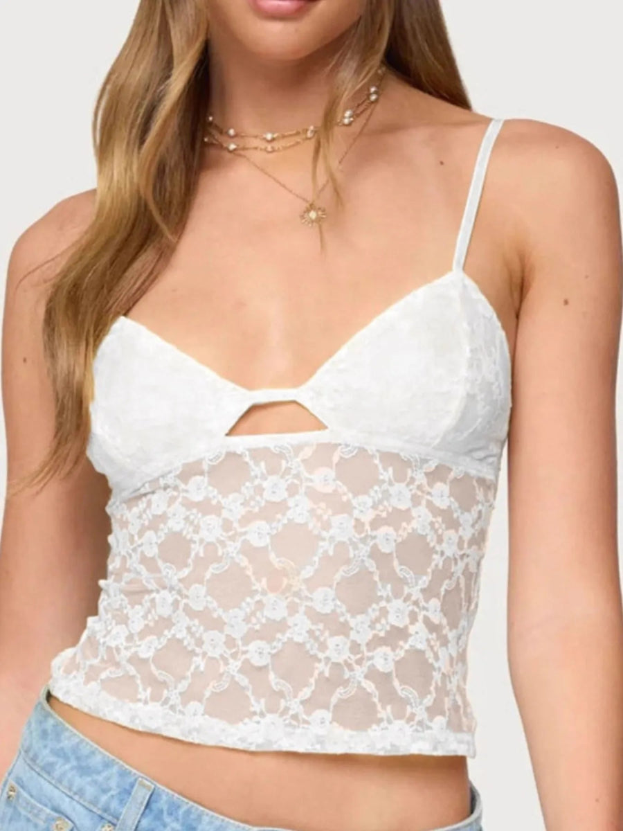 Adjustable Strap Lace Cami - CELIVINE