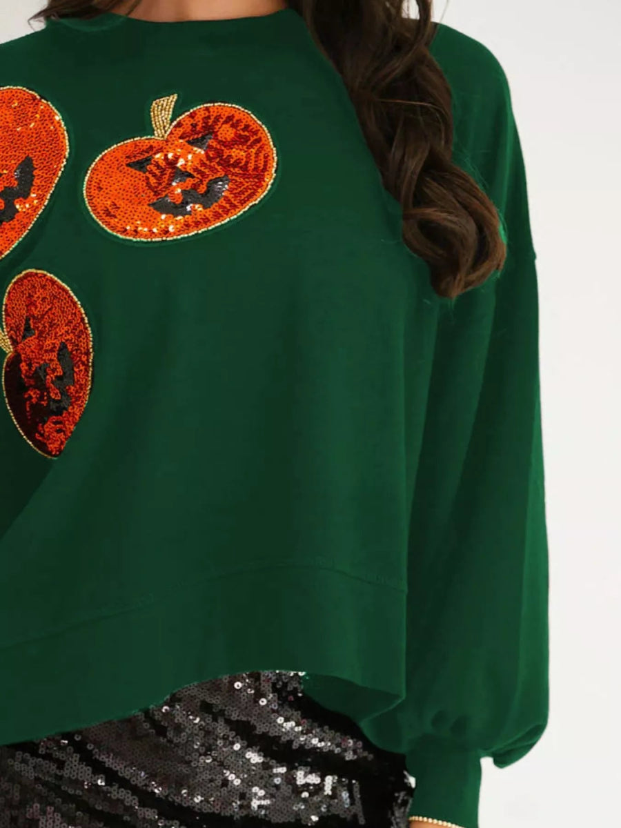 Halloween Pumpkin Round Neck Sweatshirt - CELIVINE