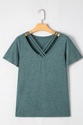 V - Neck Short Sleeve T-Shirt - CELIVINE