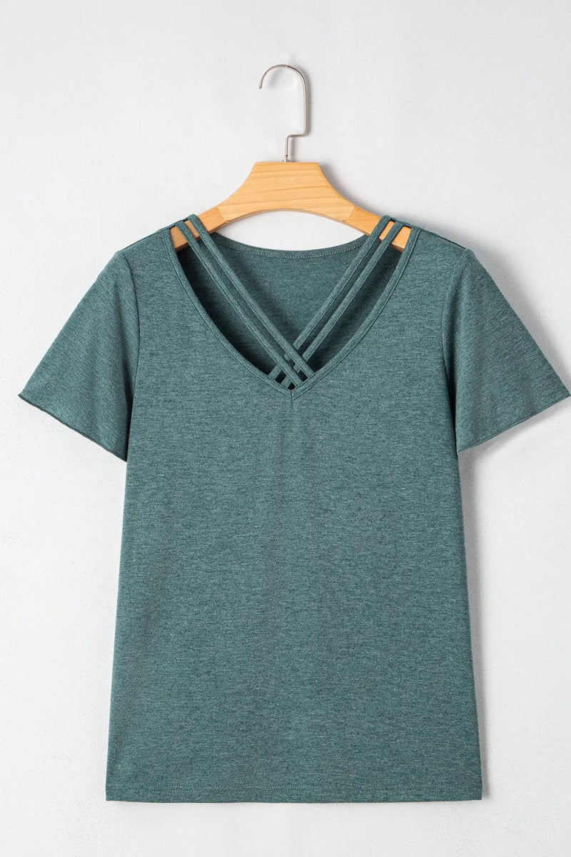 V - Neck Short Sleeve T-Shirt - CELIVINE