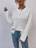 Quarter - Button Slit Sweater - CELIVINE
