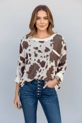 Contrast Round Neck Drop Shoulder Sweater - CELIVINE