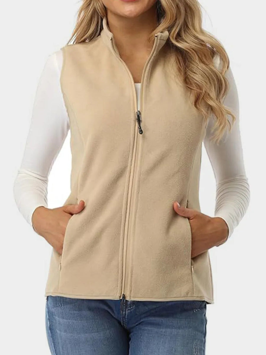 Zip Up Turtleneck Vest with Pockets - CELIVINE