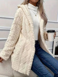 Faux Fur Teddy Coat with Button Front - CELIVINE