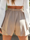 High - Waisted Elastic Waistband Layered Shorts - CELIVINE