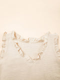 Texture Ruffle Trim V - Neck Tank Top - CELIVINE
