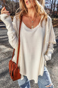 Exposed Seam Round Neck Long Sleeve Blouse - CELIVINE
