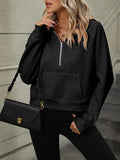 Half - Zip Hoodie with Kangaroo Pocket - CELIVINE
