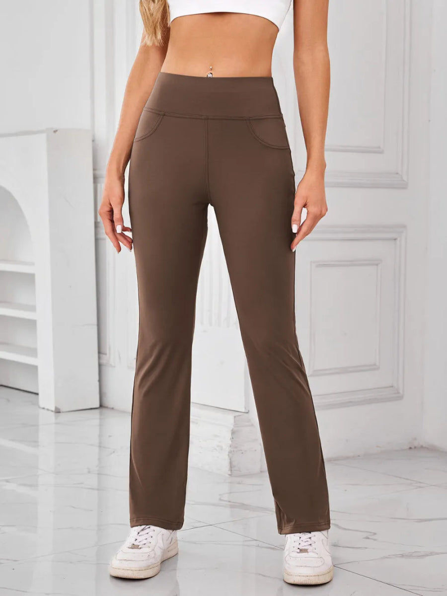 High Waist Active Pants with Pockets - CELIVINE
