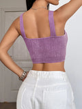 Ribbed Scoop Neck Crop Tank Top - CELIVINE