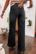 Wide Leg Pocketed High Waist Jeans - CELIVINE