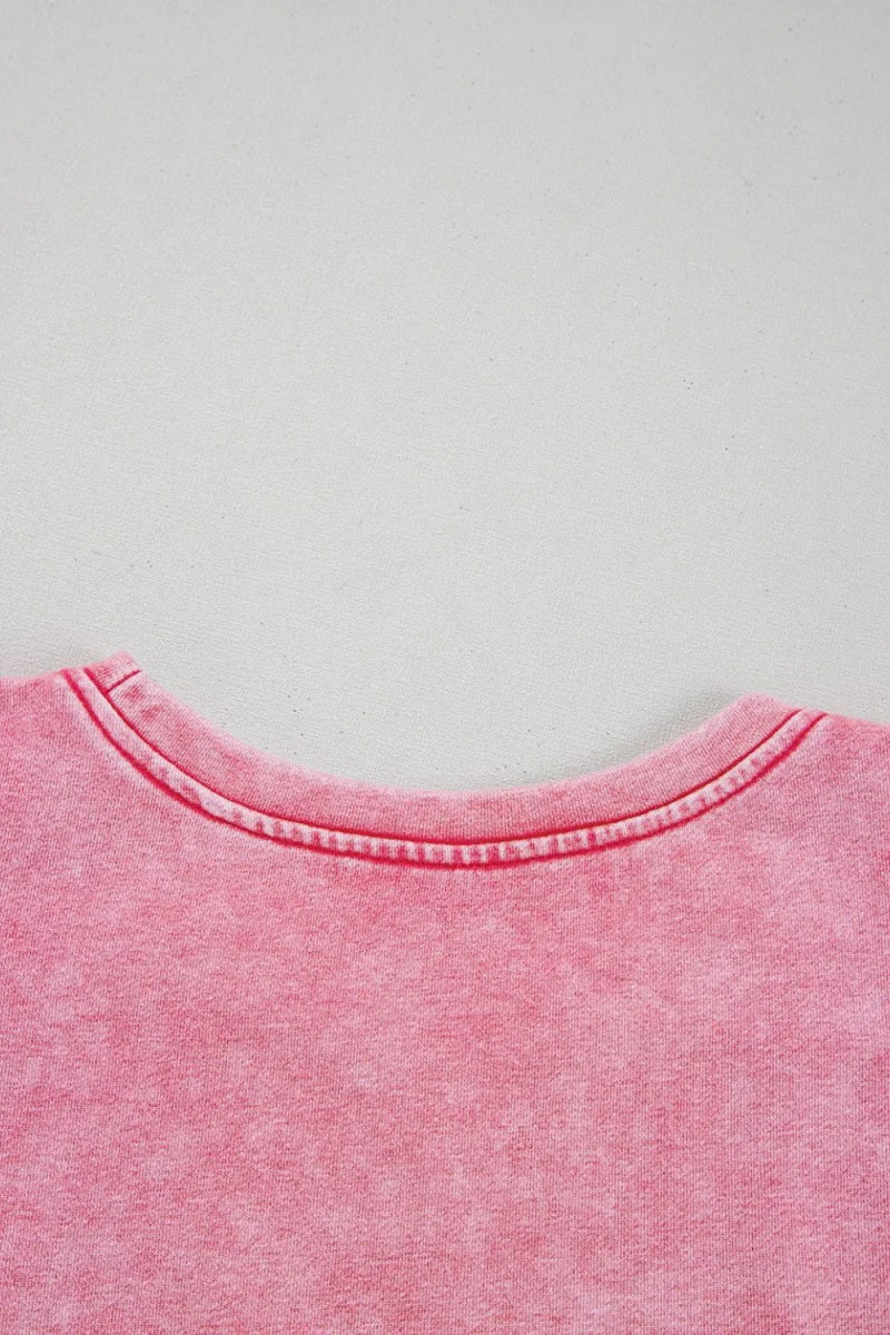 Mineral Wash Raw Edge Ruffle Mini Dress - CELIVINE