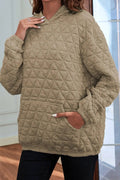 Quilted Long Sleeve Hoodie with Pocket - CELIVINE