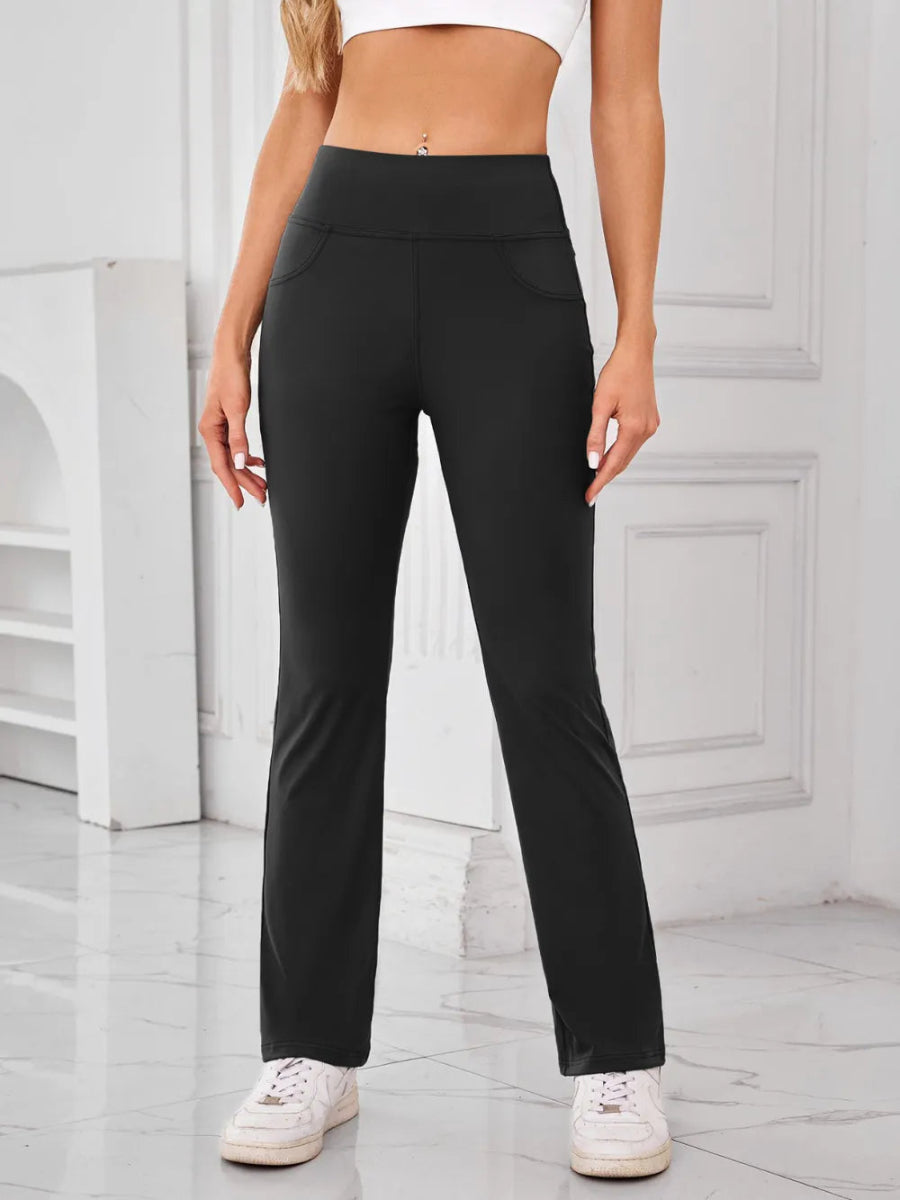 High Waist Active Pants with Pockets - CELIVINE