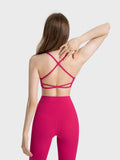 Crisscross Back Scoop Neck Active Cami with Detachable Chest Pads - CELIVINE