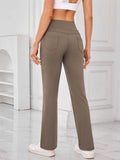 High Waist Active Pants with Pockets - CELIVINE